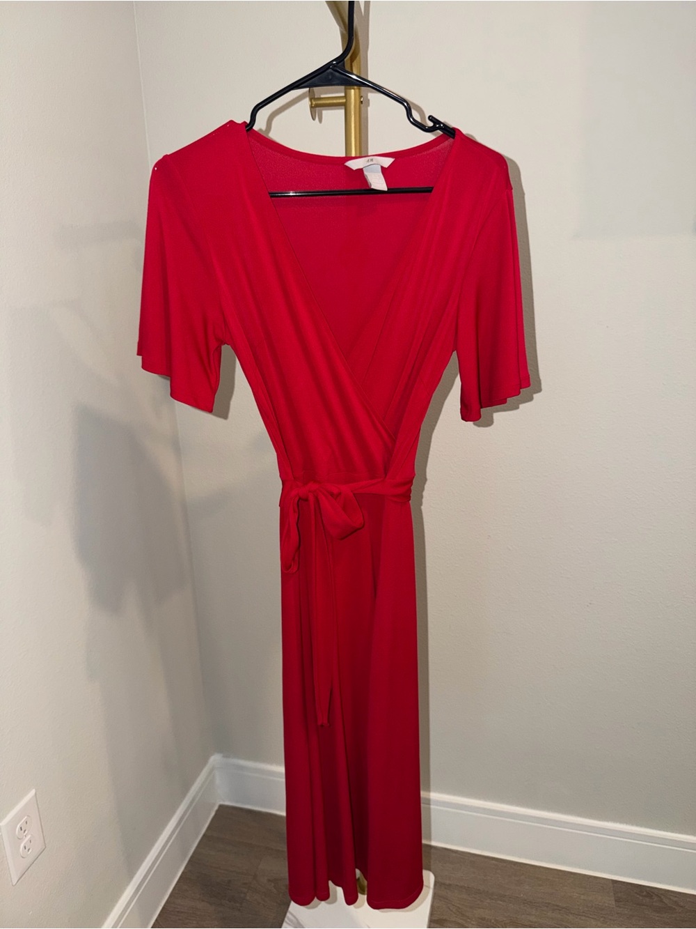 H&M Red Midi Wrap Dress